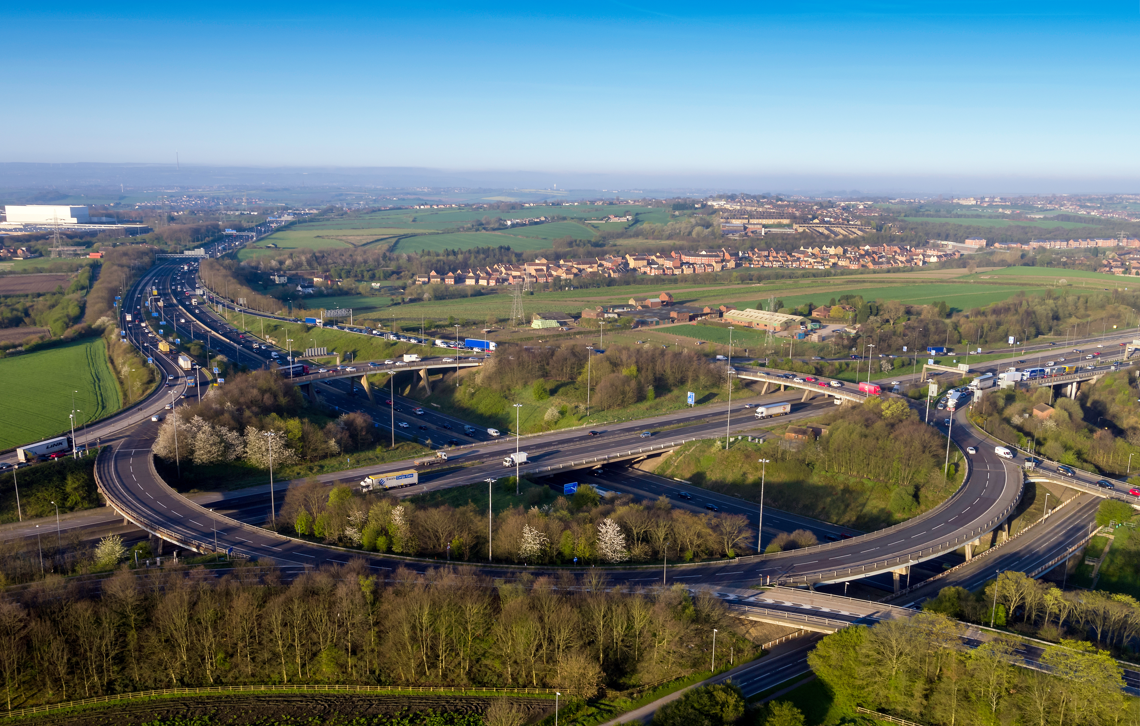 M1 M62 Lofthouse interchange from the air